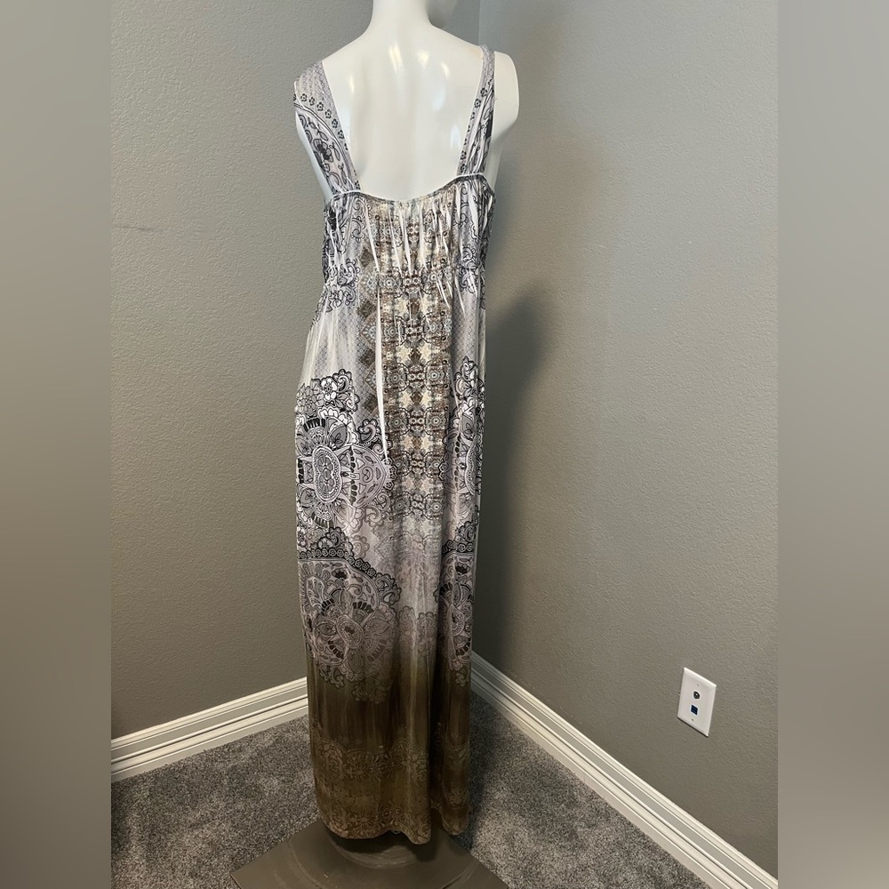 Apt. 9 Women’s Taupe and Grey Sleeveless Paisley Maxi Dress Size L - Picture 5 of 11